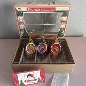 RARE Christopher Radko Fantasia CARNIVAL COMETS Indent Reflector Ornament Set